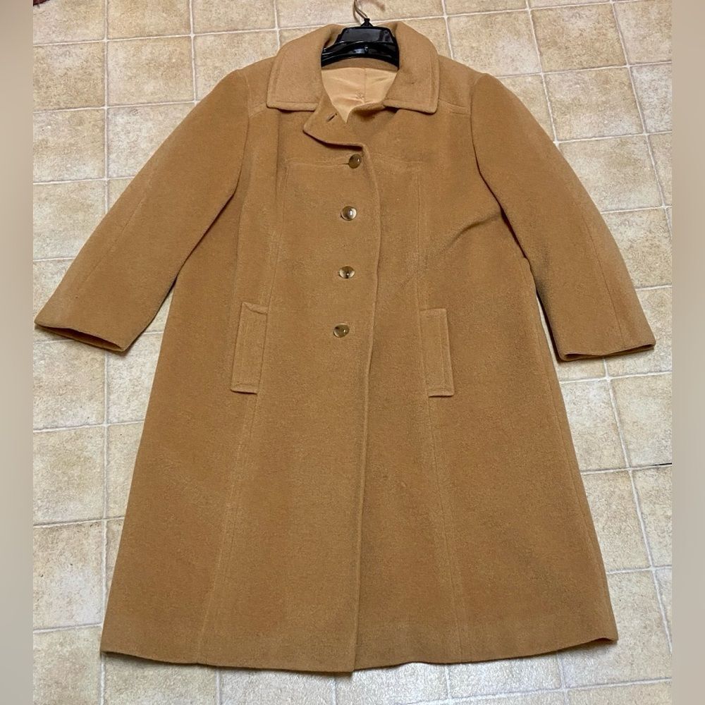 J.F.Muller 💯% Mongolian Camel Hair Classic Tan Women's Coat Size Appropriate M L - Picture 2 of 14
